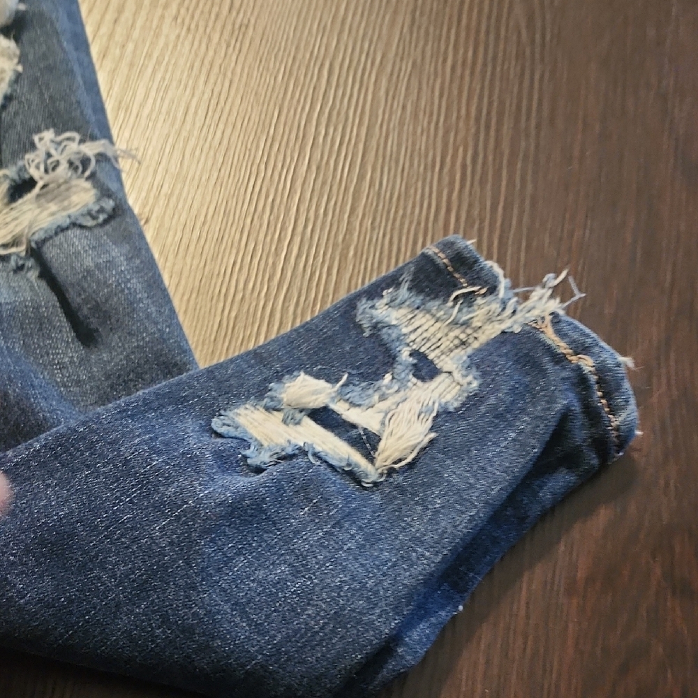 American Eagle Outfitters Ripped Blue Skinny Jeans - Picture 5 of 14